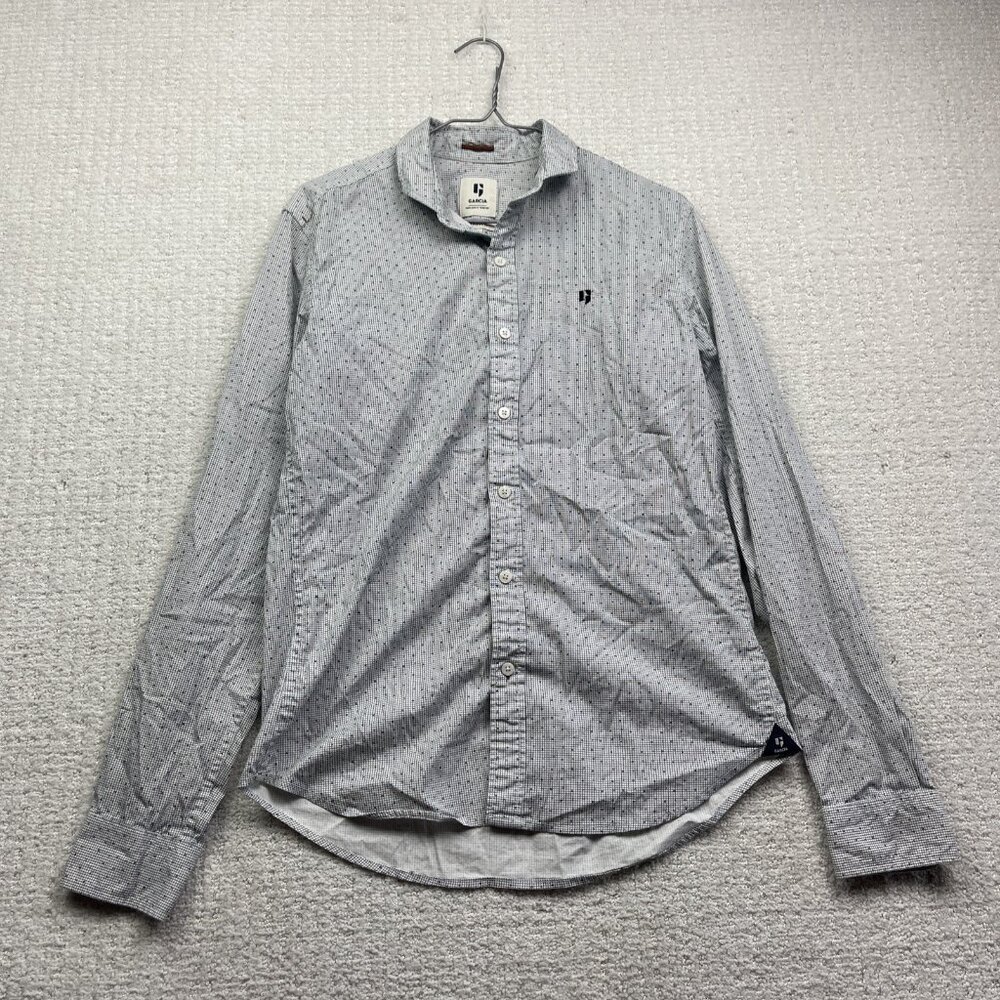 Garcia Then now & Forever Button down shirt Men M Stretch Pictogram AOP